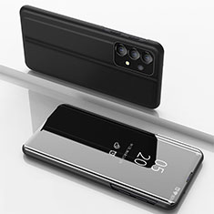 Funda de Cuero Cartera con Soporte Espejo Carcasa para Samsung Galaxy A73 5G Negro