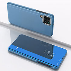 Funda de Cuero Cartera con Soporte Espejo Carcasa para Samsung Galaxy F12 Azul