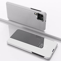 Funda de Cuero Cartera con Soporte Espejo Carcasa para Samsung Galaxy F12 Plata