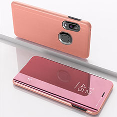 Funda de Cuero Cartera con Soporte Espejo Carcasa para Samsung Galaxy M01s Oro Rosa