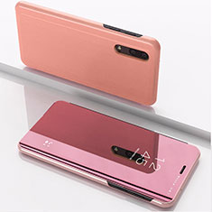 Funda de Cuero Cartera con Soporte Espejo Carcasa para Samsung Galaxy M10 Oro Rosa