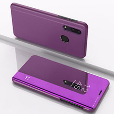 Funda de Cuero Cartera con Soporte Espejo Carcasa para Samsung Galaxy M20 Morado