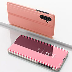Funda de Cuero Cartera con Soporte Espejo Carcasa para Samsung Galaxy M44 5G Oro Rosa