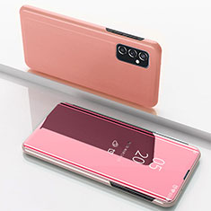 Funda de Cuero Cartera con Soporte Espejo Carcasa para Samsung Galaxy M52 5G Oro Rosa