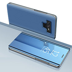 Funda de Cuero Cartera con Soporte Espejo Carcasa para Samsung Galaxy Note 9 Azul