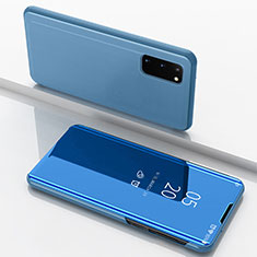 Funda de Cuero Cartera con Soporte Espejo Carcasa para Samsung Galaxy S20 5G Azul