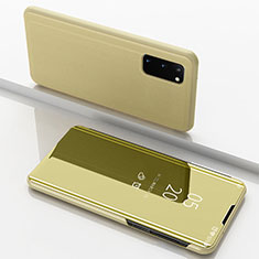 Funda de Cuero Cartera con Soporte Espejo Carcasa para Samsung Galaxy S20 Oro