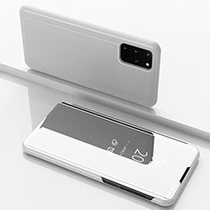 Funda de Cuero Cartera con Soporte Espejo Carcasa para Samsung Galaxy S20 Plus Plata