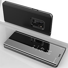 Funda de Cuero Cartera con Soporte Espejo Carcasa para Samsung Galaxy S9 Plus Negro