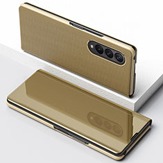Funda de Cuero Cartera con Soporte Espejo Carcasa para Samsung Galaxy Z Fold3 5G Oro