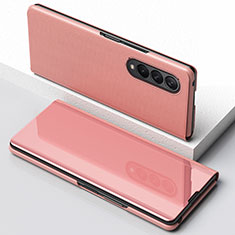 Funda de Cuero Cartera con Soporte Espejo Carcasa para Samsung Galaxy Z Fold3 5G Oro Rosa