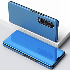 Funda de Cuero Cartera con Soporte Espejo Carcasa para Samsung Galaxy Z Fold4 5G Azul