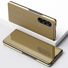 Funda de Cuero Cartera con Soporte Espejo Carcasa para Samsung Galaxy Z Fold5 5G Oro