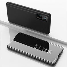 Funda de Cuero Cartera con Soporte Espejo Carcasa para Xiaomi Mi 10T 5G Negro