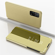 Funda de Cuero Cartera con Soporte Espejo Carcasa para Xiaomi Mi 10T 5G Oro