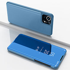 Funda de Cuero Cartera con Soporte Espejo Carcasa para Xiaomi Mi 11 5G Azul