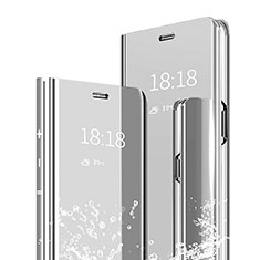 Funda de Cuero Cartera con Soporte Espejo Carcasa para Xiaomi Mi 6X Plata