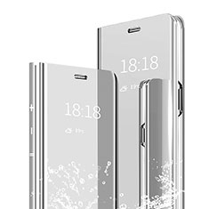 Funda de Cuero Cartera con Soporte Espejo Carcasa para Xiaomi Mi 9 Lite Plata