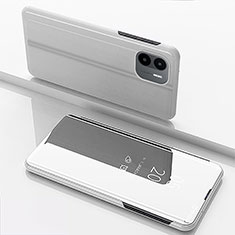 Funda de Cuero Cartera con Soporte Espejo Carcasa para Xiaomi Poco C50 Plata