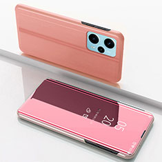Funda de Cuero Cartera con Soporte Espejo Carcasa para Xiaomi Poco F5 5G Oro Rosa