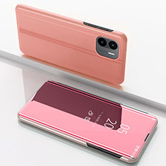 Funda de Cuero Cartera con Soporte Espejo Carcasa para Xiaomi Redmi A1 Oro Rosa