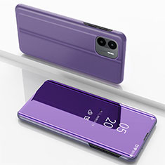 Funda de Cuero Cartera con Soporte Espejo Carcasa para Xiaomi Redmi A1 Purpura Claro