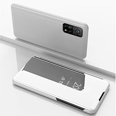 Funda de Cuero Cartera con Soporte Espejo Carcasa para Xiaomi Redmi K30S 5G Plata