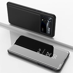 Funda de Cuero Cartera con Soporte Espejo Carcasa para Xiaomi Redmi Note 11E Pro 5G Negro