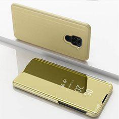 Funda de Cuero Cartera con Soporte Espejo Carcasa para Xiaomi Redmi Note 9 Oro