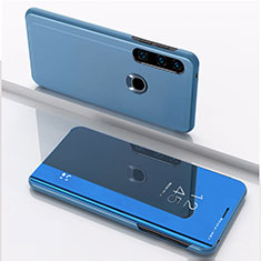 Funda de Cuero Cartera con Soporte Espejo Carcasa QH1 para Huawei P40 Lite E Azul