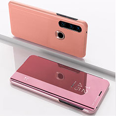 Funda de Cuero Cartera con Soporte Espejo Carcasa QH1 para Huawei P40 Lite E Oro Rosa