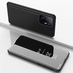Funda de Cuero Cartera con Soporte Espejo Carcasa QH1 para Xiaomi Mi 11T Pro 5G Negro