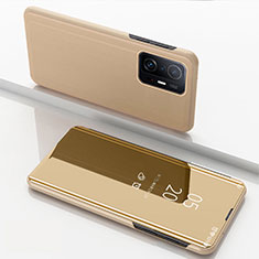 Funda de Cuero Cartera con Soporte Espejo Carcasa QH1 para Xiaomi Mi 11T Pro 5G Oro