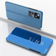 Funda de Cuero Cartera con Soporte Espejo Carcasa QH1 para Xiaomi Mi 12T 5G Azul