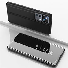 Funda de Cuero Cartera con Soporte Espejo Carcasa QH1 para Xiaomi Mi 12T 5G Negro