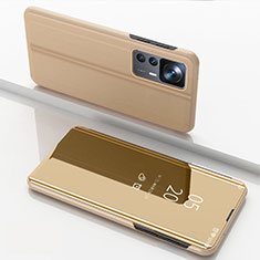 Funda de Cuero Cartera con Soporte Espejo Carcasa QH1 para Xiaomi Mi 12T 5G Oro