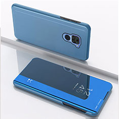 Funda de Cuero Cartera con Soporte Espejo Carcasa QH1 para Xiaomi Redmi 10X 4G Azul