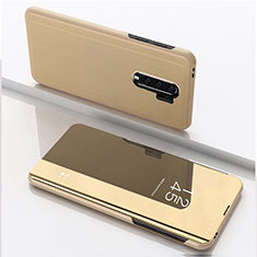 Funda de Cuero Cartera con Soporte Espejo Carcasa QH1 para Xiaomi Redmi 9 Oro