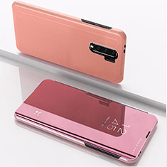 Funda de Cuero Cartera con Soporte Espejo Carcasa QH1 para Xiaomi Redmi 9 Oro Rosa