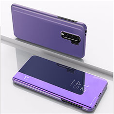 Funda de Cuero Cartera con Soporte Espejo Carcasa QH1 para Xiaomi Redmi 9 Purpura Claro
