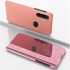 Funda de Cuero Cartera con Soporte Espejo Carcasa QH1 para Xiaomi Redmi Note 8 (2021) Oro Rosa