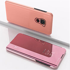 Funda de Cuero Cartera con Soporte Espejo Carcasa QH1 para Xiaomi Redmi Note 9 Oro Rosa