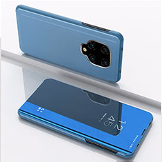 Funda de Cuero Cartera con Soporte Espejo Carcasa QH1 para Xiaomi Redmi Note 9 Pro Azul