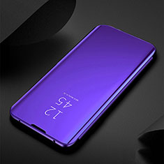 Funda de Cuero Cartera con Soporte Espejo Carcasa S01 para Xiaomi Mi Note 10 Morado