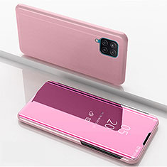 Funda de Cuero Cartera con Soporte Espejo Carcasa ZL1 para Samsung Galaxy A12 5G Oro Rosa