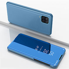 Funda de Cuero Cartera con Soporte Espejo Carcasa ZL1 para Samsung Galaxy A12 Azul