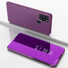 Funda de Cuero Cartera con Soporte Espejo Carcasa ZL1 para Samsung Galaxy A21s Purpura Claro
