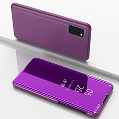 Funda de Cuero Cartera con Soporte Espejo Carcasa ZL1 para Samsung Galaxy A41 Purpura Claro