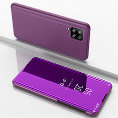 Funda de Cuero Cartera con Soporte Espejo Carcasa ZL1 para Samsung Galaxy A42 5G Purpura Claro