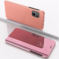 Funda de Cuero Cartera con Soporte Espejo Carcasa ZL1 para Samsung Galaxy A51 4G Oro Rosa